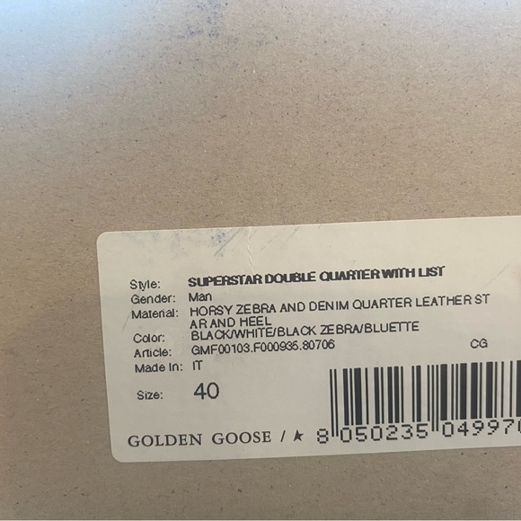 Golden Goose Superstar double quarter zebra & denim. Size 40 - Picture 5 of 7
